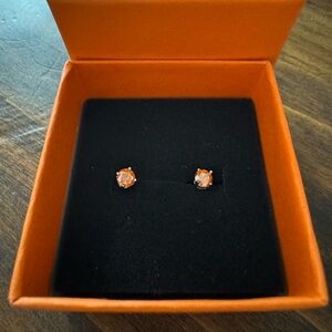 New Elegant Orange Moissanite Stud Earrings